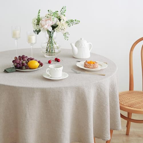 Linen World Linen Tablecloth,100% French Linen Round Tablecloth 90"