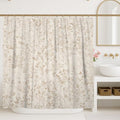 Botanical Shower Curtain, Beige and Taupe Leaf Pattern Bathroom Decor