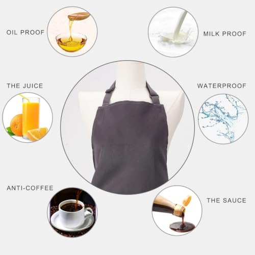 Kitchen Bib Chef Apron for Women Men with Pockets