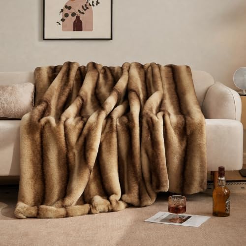 Ultra-Soft Faux Fur Throw Blanket - 60"x80", Brown