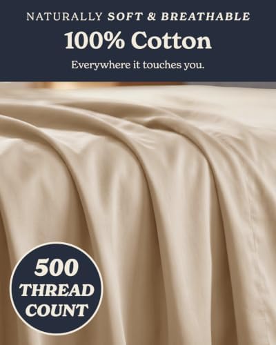 Beckham Hotel Collection 100% Cotton Twin Sheet Set, 3-Piece, Sand