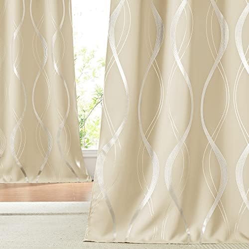 NICETOWN Extra Long Blackout Curtains for Large Window, Foil Printed
