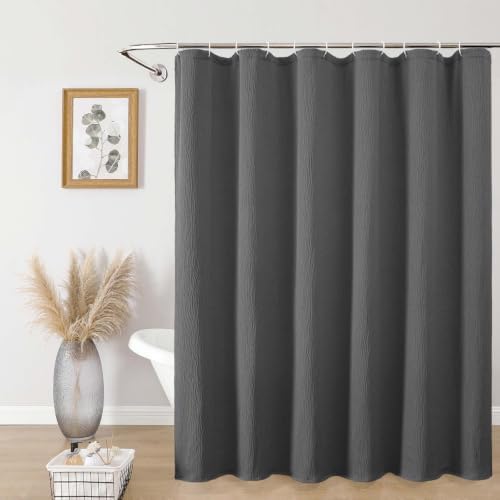 Aiyufeng 3D Textured Grey Shower Curtain for Bathroom, Fabric Shower