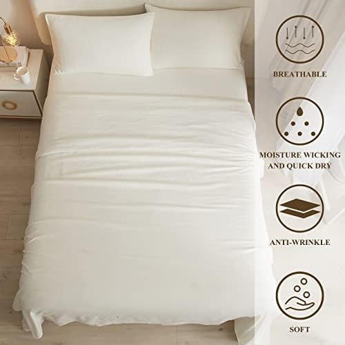 HighBuy Cream White Sheets Full Size Bedding Sheets & Pillowcases Set