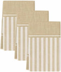 Pale Brown Striped Kitchen Towels Set of 3, Water Absorbent Dish