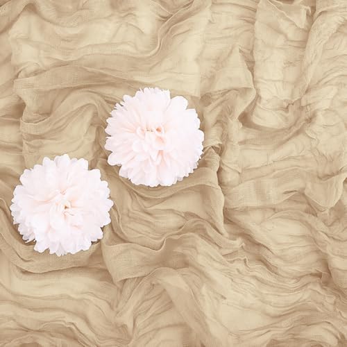Aktor 12 Pack Beige Table Runner Boho Cheesecloth Table Runner Semi