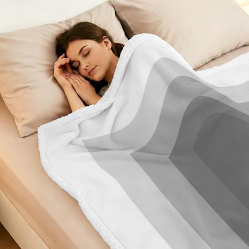 Fleece Sherpa Bed Blankets, 3D Optical Illusion Microfiber Plush