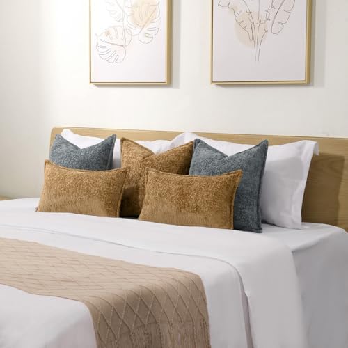 DEZENE Pack of 2 Golden Brown Decorative Throw Pillow Covers 20x20