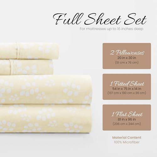 Linen Market 4 Piece Full Bedding Sheet Set (Ivory Wheatfield) - Sleep