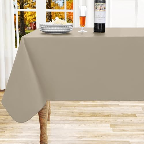 homing Rectangle Taupe Vinyl Waterproof Tablecloth with Flannel Backed