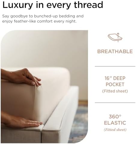 Threadmill 800TC Cotton Twin Sheet Set, Sateen, Solid, Light Beige