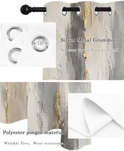 Textured Plaster Curtains 63 inches Long for Living Room Bedroom
