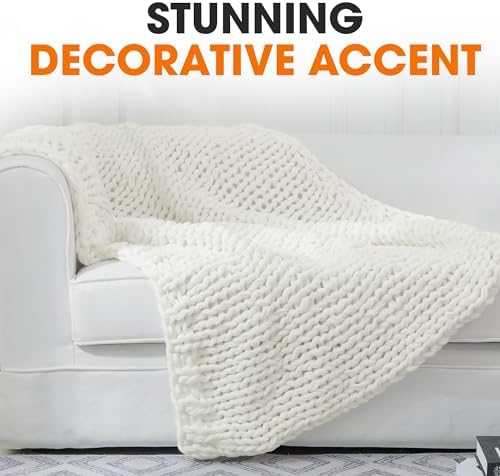 Cheer Collection Chunky Knit Blanket - Throw Blankets for Bed & Couch