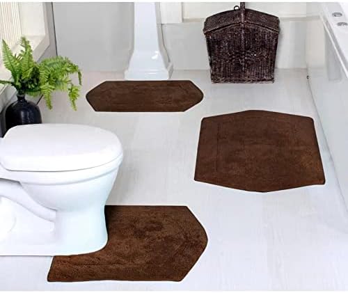 Luxurious 100% Absorbent Cotton Bath Rugs for Bathroom Set of 3