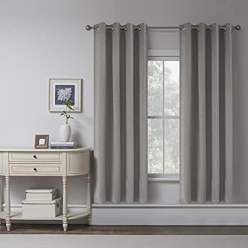 Burlap Textured Faux Linen Absolutely Blackout Curtain Drapers for