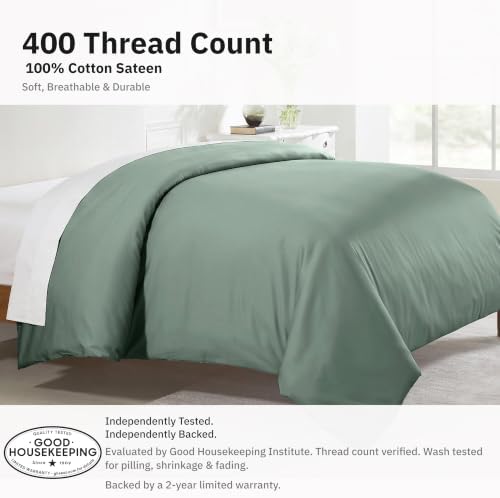 California Design Den Luxury King Size Duvet Cover, Sage Green