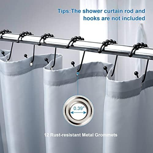 Amazer Light Gray Shower Curtain Liner, Light Gray Fabric Shower