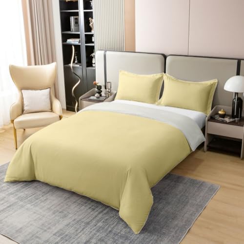 Erosebridal Beige 100% Cotton Duvet Cover Queen Solid Color Comforter