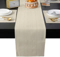 Cream Thin Lines Table Mats Set of 6 with Table Runner 90 Inches Long