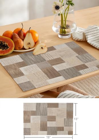 Boho Modern Aesthetic Table Runner and Placemats Set of 6 Taupe Gray