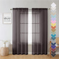 Lecloud Chocolate Sheer Curtains 72 Inches Long 2 Panels, Rod Pocket