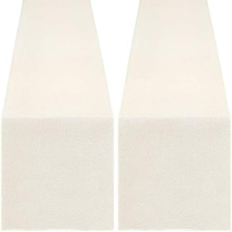 White Table Runners 2 Packs 13x108 Inch Burlap Linen Boho Table Runner