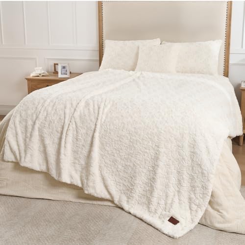 Faux Fur Rabbit Throw Blanket,Super Soft Plush Thick Warm