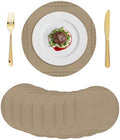 Minimalist Tan Round Braided Placemats Set of Set of 8 Heat Resistance