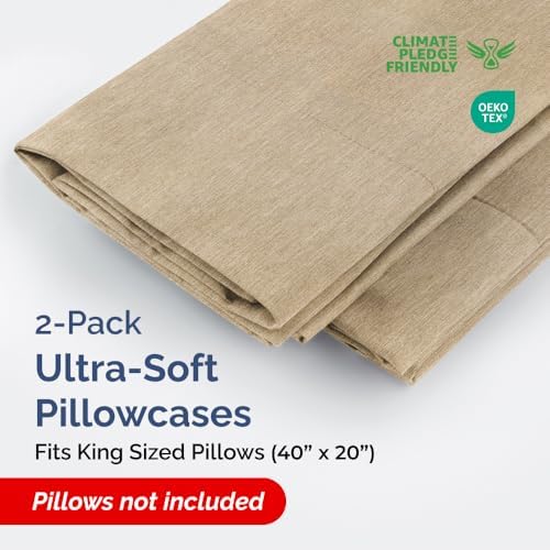 King Pillow Cases Set of 2 - Ultra Soft Pillowcase Covers - Heathered