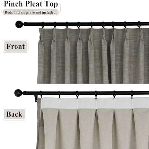 Frelement Full Blackout Curtains for Bedroom Living Room Linen