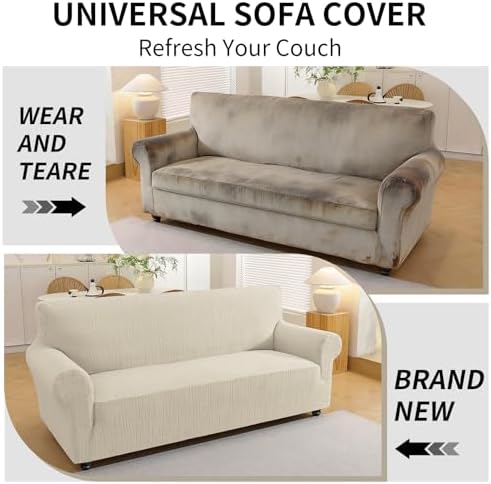 Super Stretch Sofa Covers Washable (Sofa 73"-85", Beige)