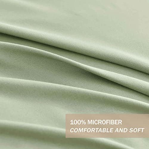 Nanko Queen Duvet Cover Set, Sage Green Luxury Soft Microfiber