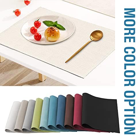 H.VERSAILTEX Linen Placemats Set of 4 Premium Solid Table Placemats