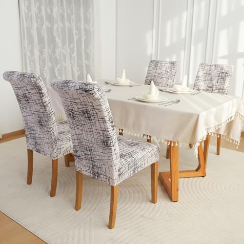 FORCHEER Chair Covers for Dining Chairs Set of 6,Beige Stretch Dining