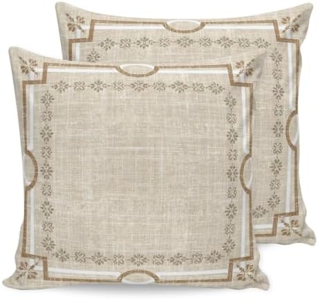 24x24 Pillow Covers Set of 2, Pale Brown Botanical Throw Pillow Covers