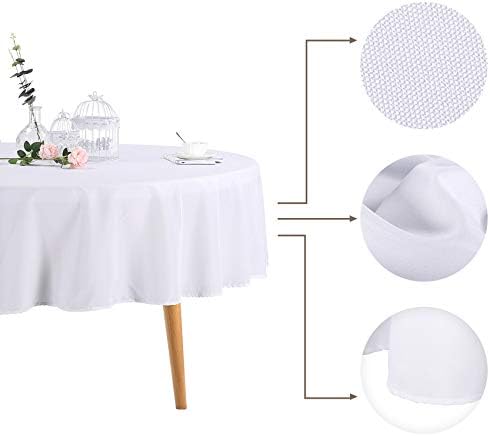 Ascoza 2pack 70 Inch White Round Tablecloth in Polyester Fabric for
