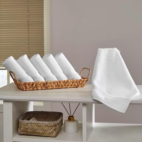 Ozdilek 6-Piece Washcloth Set 13x13 100% Turkish Cotton, 600 GSM