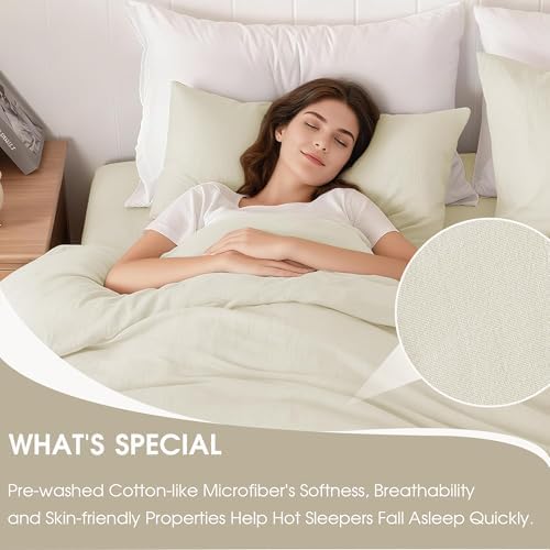 ROSE&RISY Linen Grey King Duvet Cover Set, 3 Pieces Soft Bedding Set