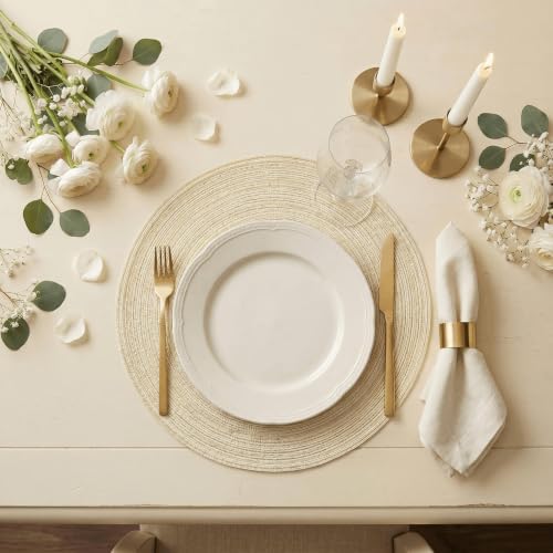 Artoid Mode Ivory Vanilla Cotton Polyester Braided Placemats Set of 4