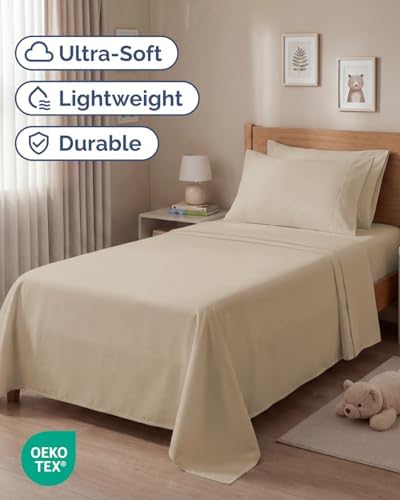 CGK Twin 4pc Bed Sheet Set - Breathable & Cooling - Cream