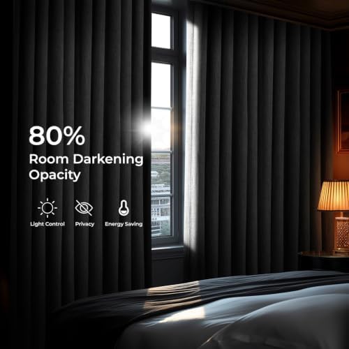 Faux Linen Curtains for Living Room (1 Panel) - 50W X 120L, Dark