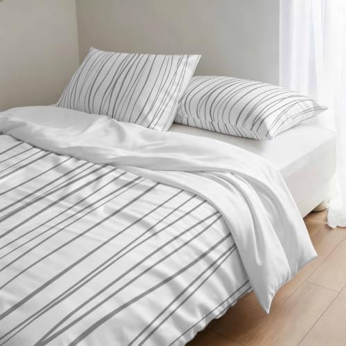 3 Pieces Duvet Cover Queen Bedding Sets Abstract Lines Texture Luxury