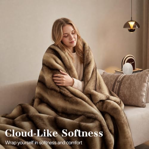 Ultra-Soft Faux Fur Throw Blanket - 60"x80", Brown