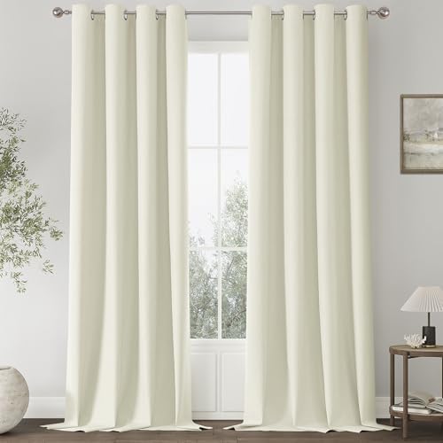 ChrisDowa Ivory Blackout Curtains 108 Inches Long 2 Panels for Bedroom