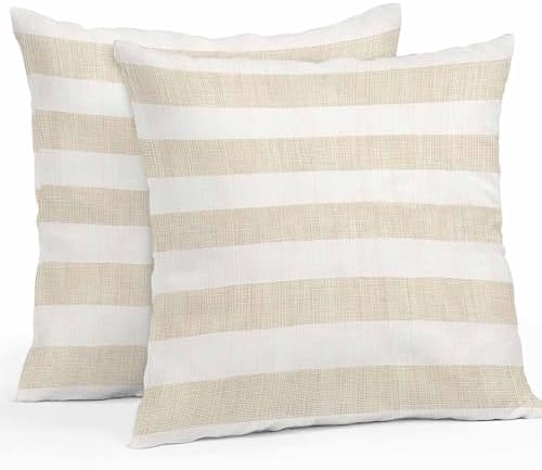 Yukro Striped Outdoor Waterproof Pillow Covers Pack of 2, Vintage