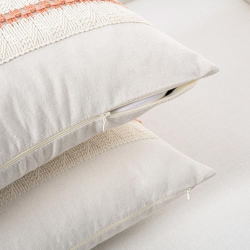 Fancy Homi Set of 2 Boho Coral Decorative Throw Pillow Cover 20x20