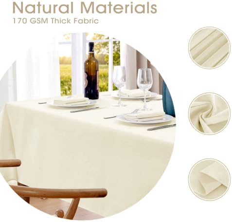 Veblandy Rectangle Tablecloth 60x84 inch Linen Textured Waterproof