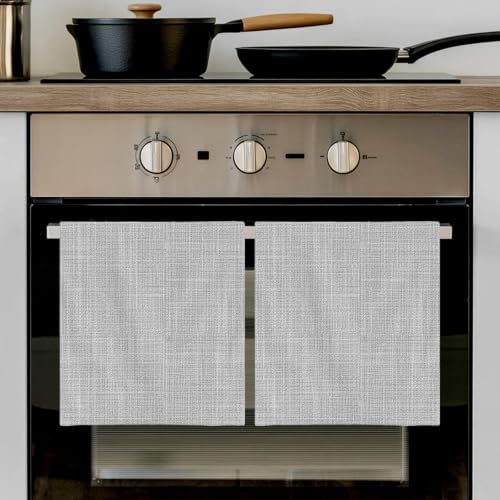 Rustic Light Gray Kitchen Towels Set of 4, Absorbent Microfiber Soft