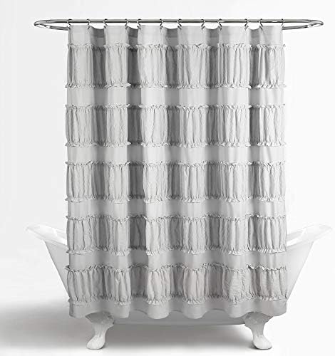 Lush Decor Nova Ruffle Shower Curtain, 72" x 72", Gray