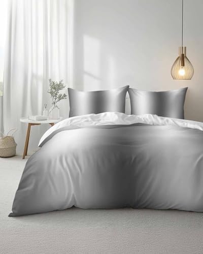 Duvet Cover Set Queen Dark Gray Gradient 3 Piece Bedding Set
